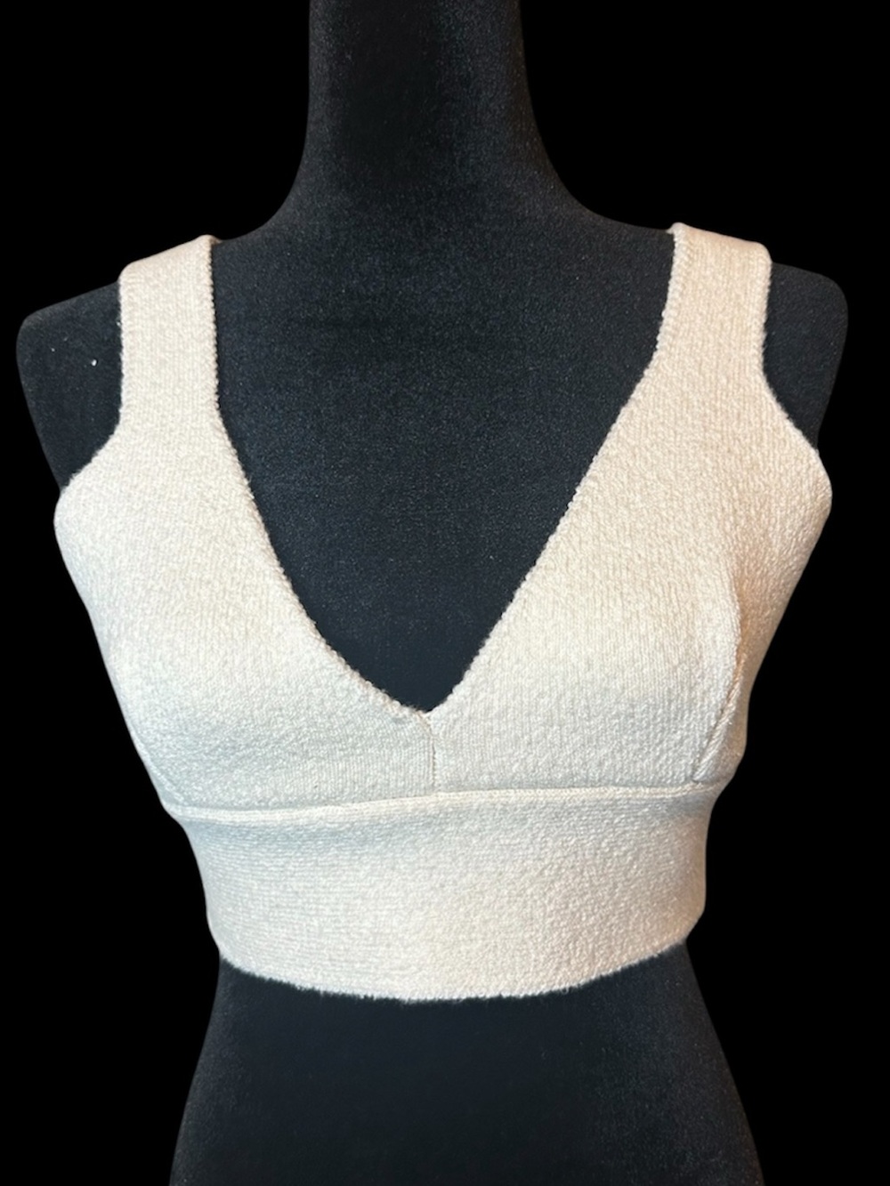 ZARA Cream V-Neck Crop Tank Top